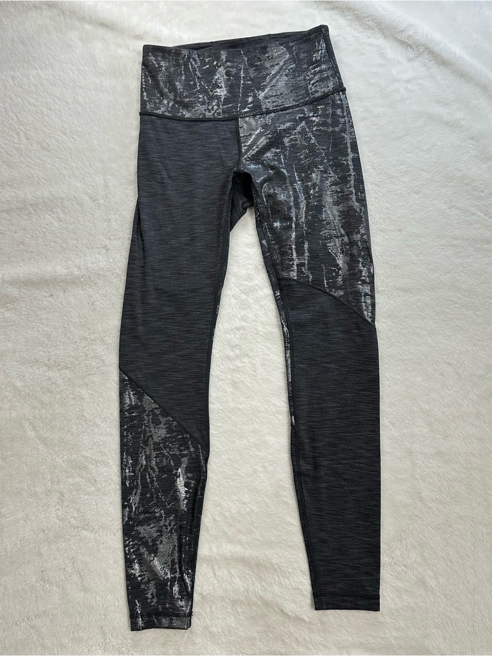 Lululemon Wunder Under HR Tight SE Foil 28" Heathered Black Crinkle Silver 6